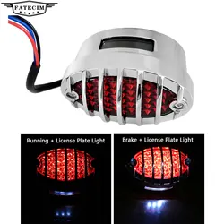 Custom Chrome Grille LED Cat Eye Motorcycle Tail Light For Harley
