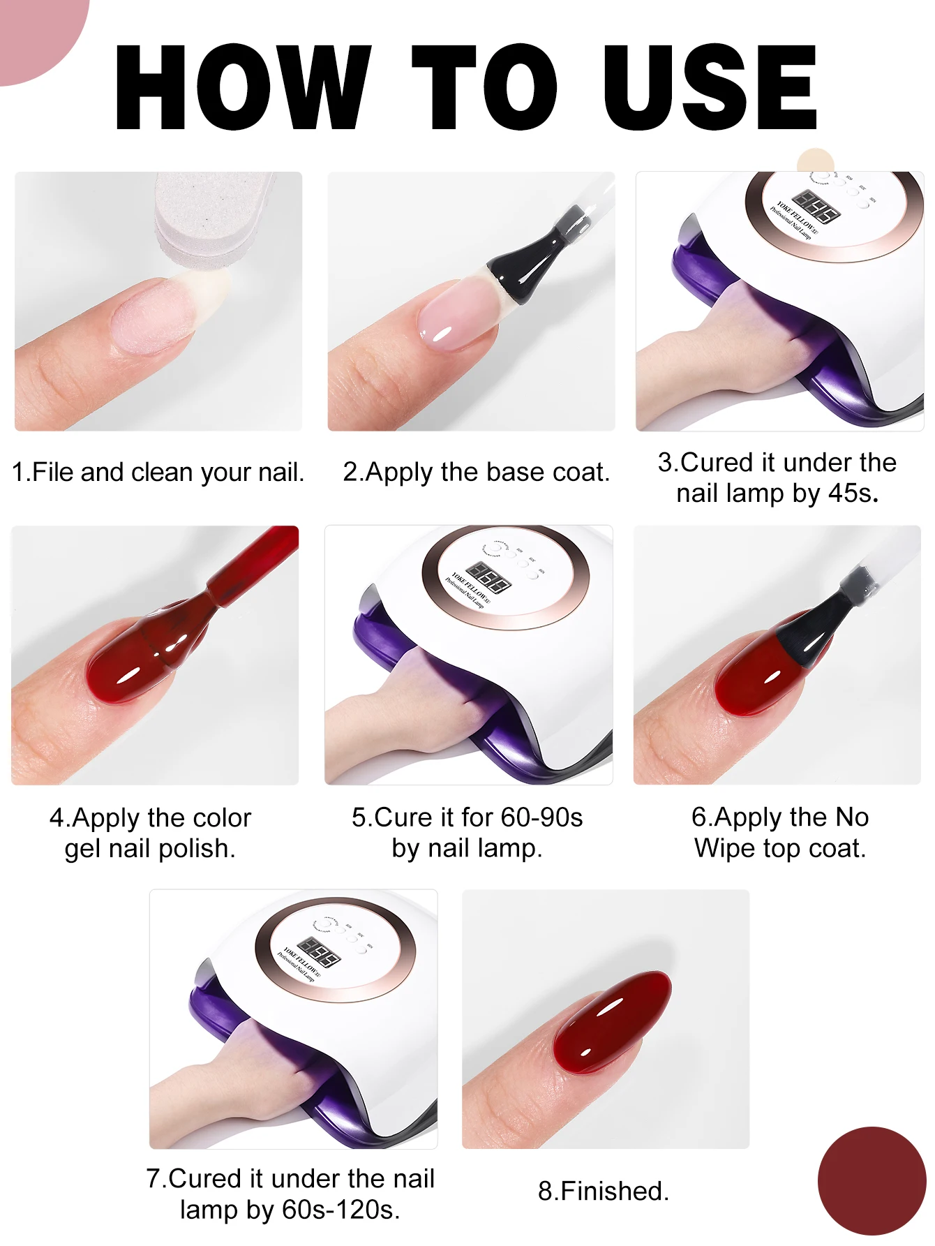 YOKEFELLOW Gel Polish Nail Set 6 Colors Skin Tones Nude Pink Gel Nail Polish Brown Neutral Soak Off Nail Art Design Salon DIY image 6