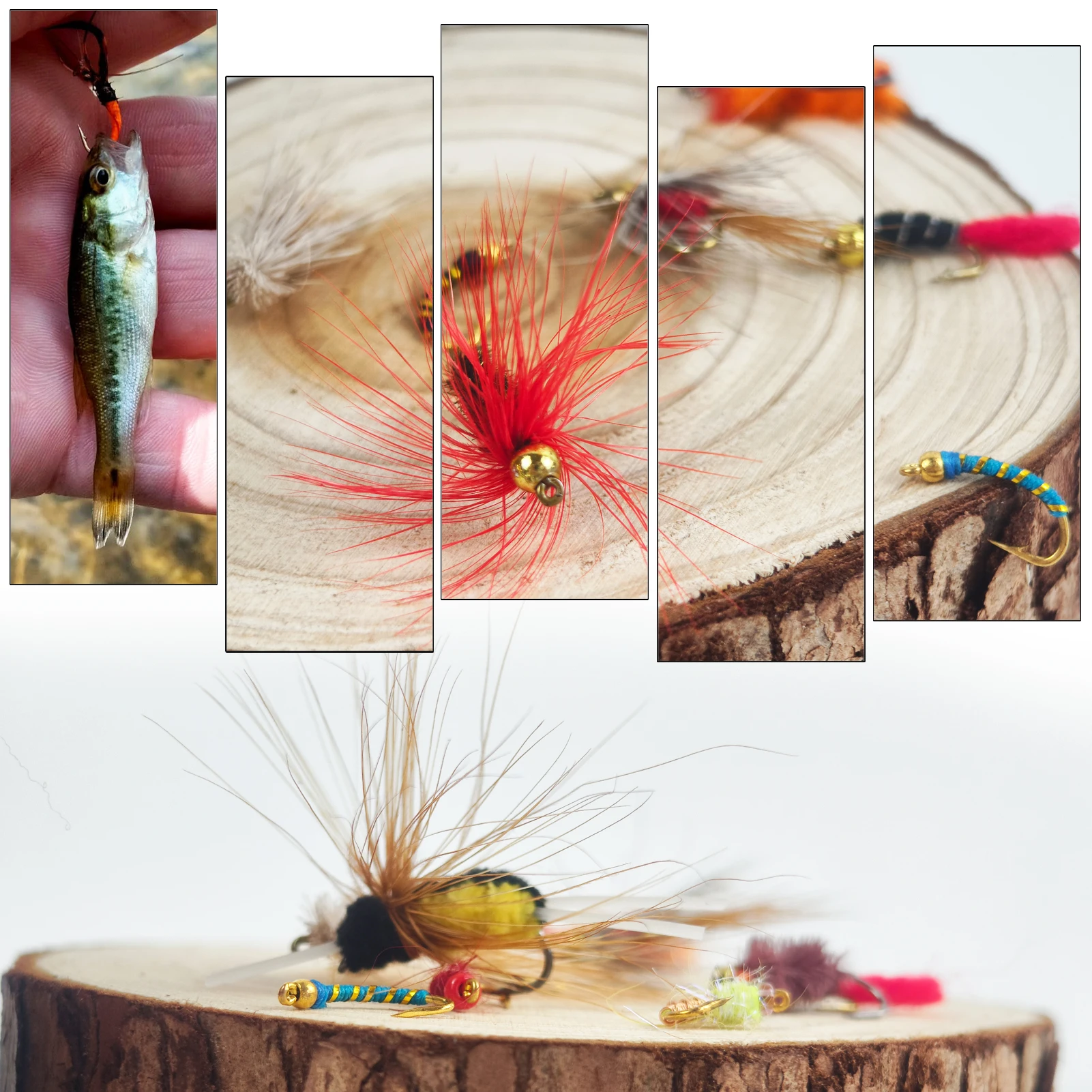 Free Fisher Kit de moscas húmedas y secas para trucha Caddis Zebra - imagen 3