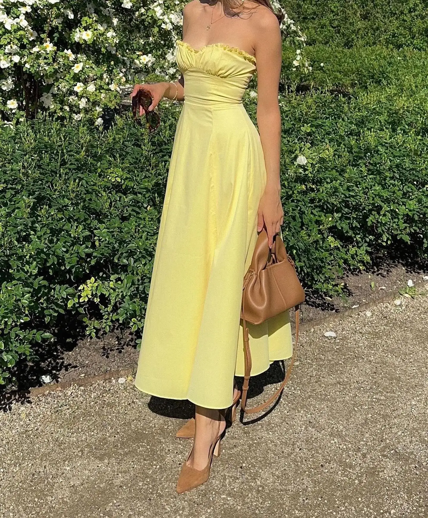 Customized Delicate A-Line Ankle Length Strapless Jersey Sleeveless Pleats Evening Dress Elegant Photo Color vestidos para mujer