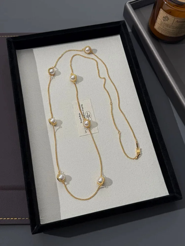 

110CM Gold Necklace 2025 New Fashion Luxury Long Necklace Dress Chain For Women Girls