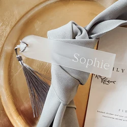 Blank Frosted Arched Wedding Name Place Card with Tassel Name Sign,Gift Tag,Luggage Tag,Party Banquet Escort Card Event Décor