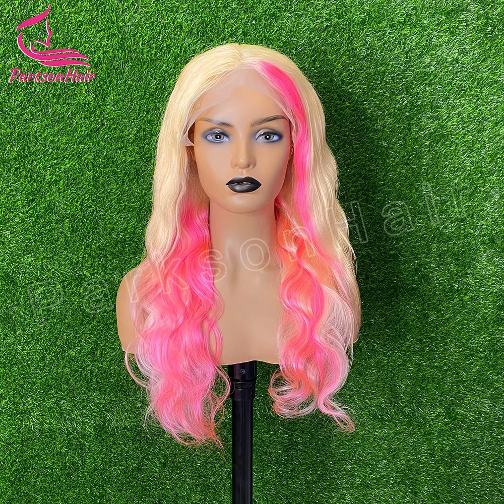 13X6 Transparent Lace Frontal Wigs Dark Pink Body Wave 13X4 HD Lace Front Wig 250 Density 613 Colored Human Hair Wigs For Women