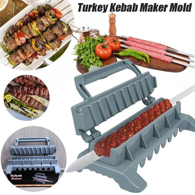 Kebab Maker Kebab 2.3cm Steel Skewers Manual Kebab Mould Reusable Barbecue Skewers for Meat Vegetable Outdoor Grilling Barbecue