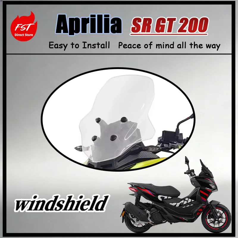 FOR Aprilia SR GT200 Sport Touring Extended Front Windscreen Lightweight Frame Practical Mod for Lower Headwind Noise