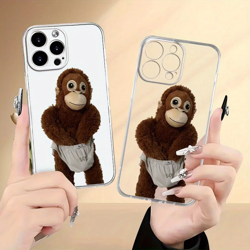 

Cute Monkey Baby Phone Case For iPhone 17 16 15 11 12 14 13 Pro Max Mini X XS XR 7 Plus 17E Shockproof Transparent Cover Fundas