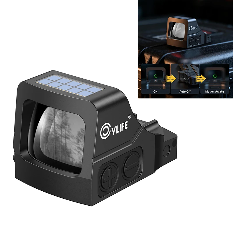 CVLIFE Solar Green Dot for RMSC Multi-Reticle 2MOA & 40MOA Circle Optics Scope Sight Motion Awakewith Adapter for MOS/Picatinny.