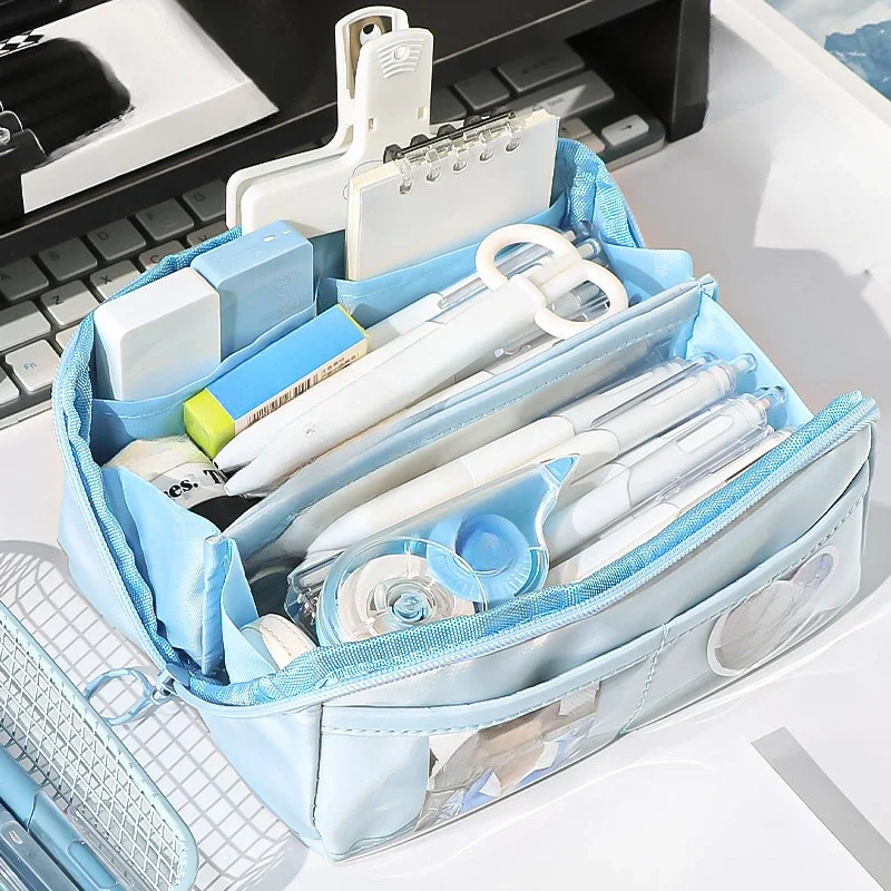 

Large Capacity Pencil Bag Aesthetic School 10 Grids Pen Case Korean Stationery Zipper Pencil Pouch Student School Supplies New