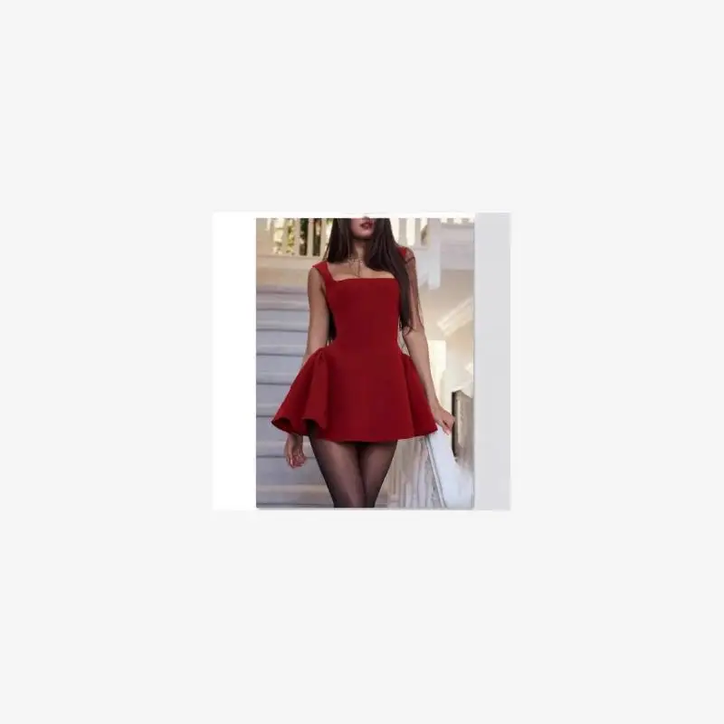 Dames A-lijn vest Dr vierkante kraag slim fit hoge taille lente zomer nieuwe Sle Cleanfit polyester katoenmix rok