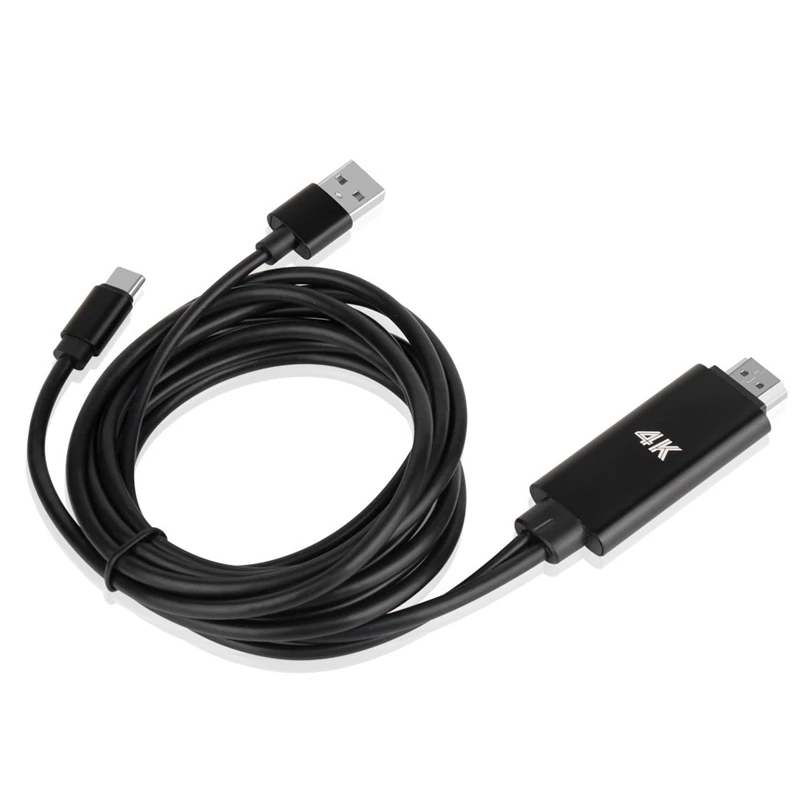 

2 в 1 USB C 3.1 Type-C для совместимого 4K 30 Гц адаптерного кабеля с питанием от USB для телефона, подключенного к проектору телевизора