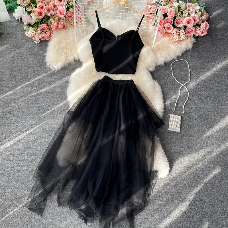 تنورة دانتيل غير منتظمة على شكل حرف a وقميص ort مع حمالة صدر ماسية طقم ملابس صيفية للسيدات تنورة بطول f #4