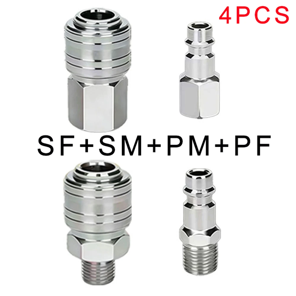 German Style Pneumatic Quick Coupling, Male/Female Thread Quick Release Connector for Air Tools, Durable Air Coupler Kit