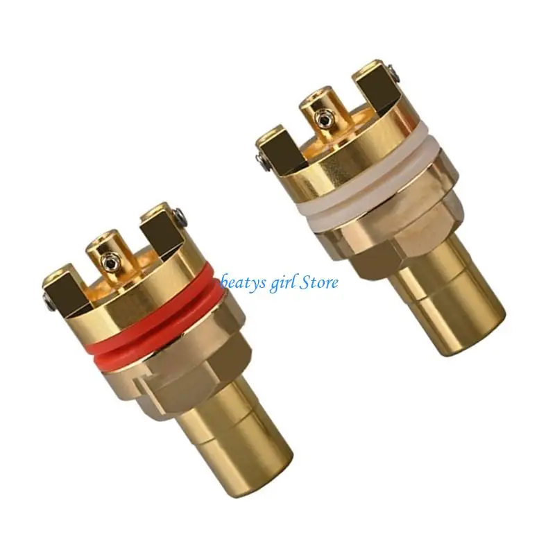 

C7AB Female Terminals Pair Solderless Gold/Rhodium Finish Connectors for Home Auditory Equipment Modifications