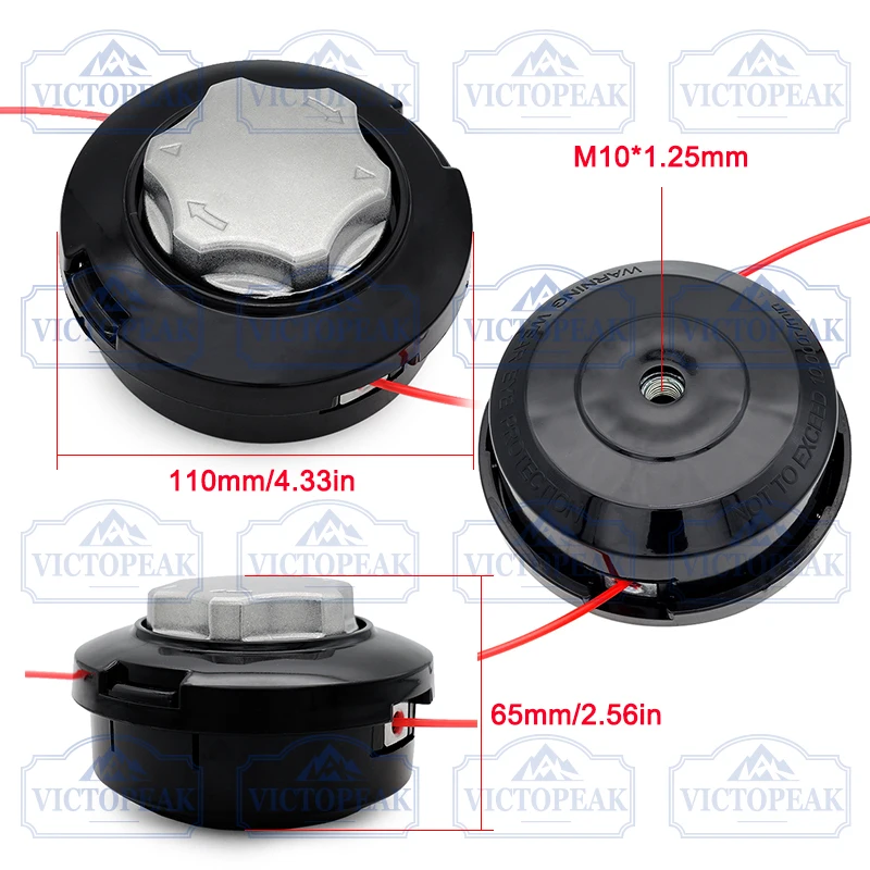 Victopeak 1/4PCS M10*1,25mm Trimmerkopf mit automatischer Vorschubfunktion für Rasentrimmer, Freischneider und Unkrautentferner – Ersatzteile und Zubehör – Detail 2