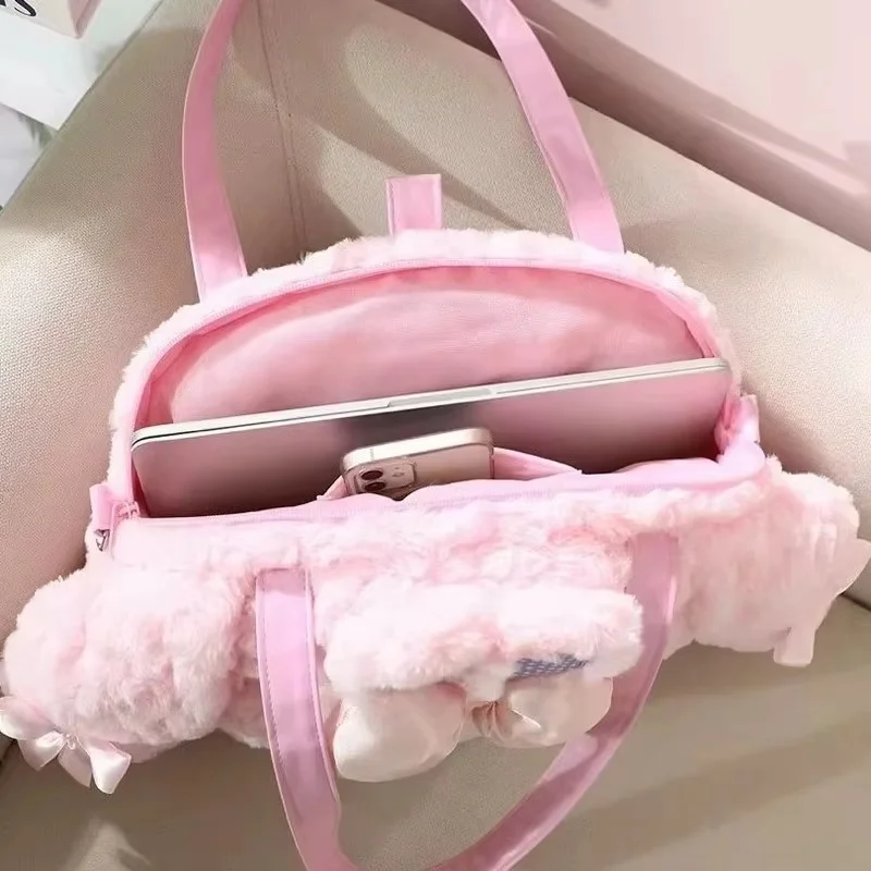 新しいかわいい漫画ぬいぐるみ大容量クロスボディバッグピンクガールハート多機能ポータブルハンドバッグバックパック