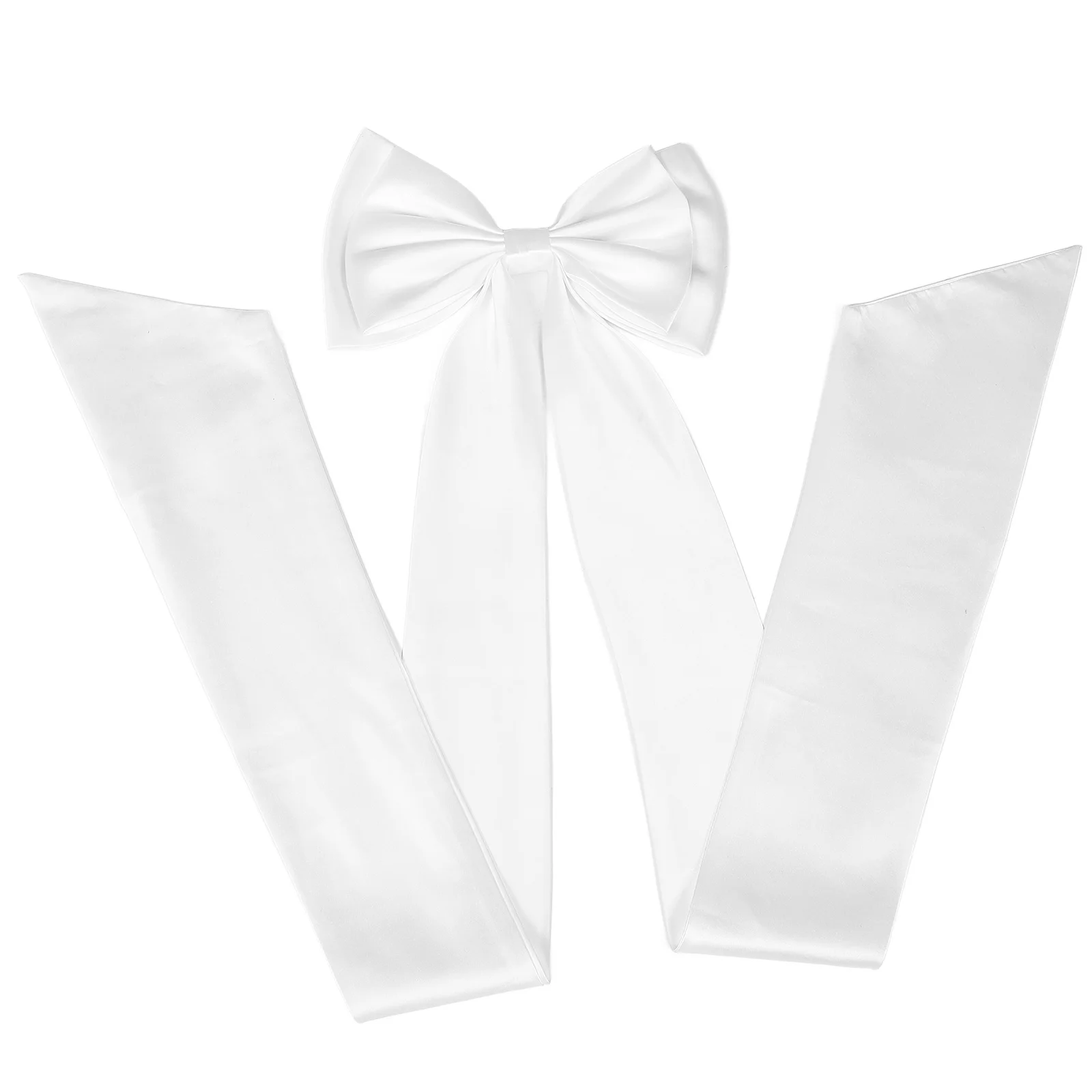 

Elegant Detachable Satin Bow Train White Large Removable Bridal Waist Sash Belt Wedding Dress Accessory Big Bow for Brides