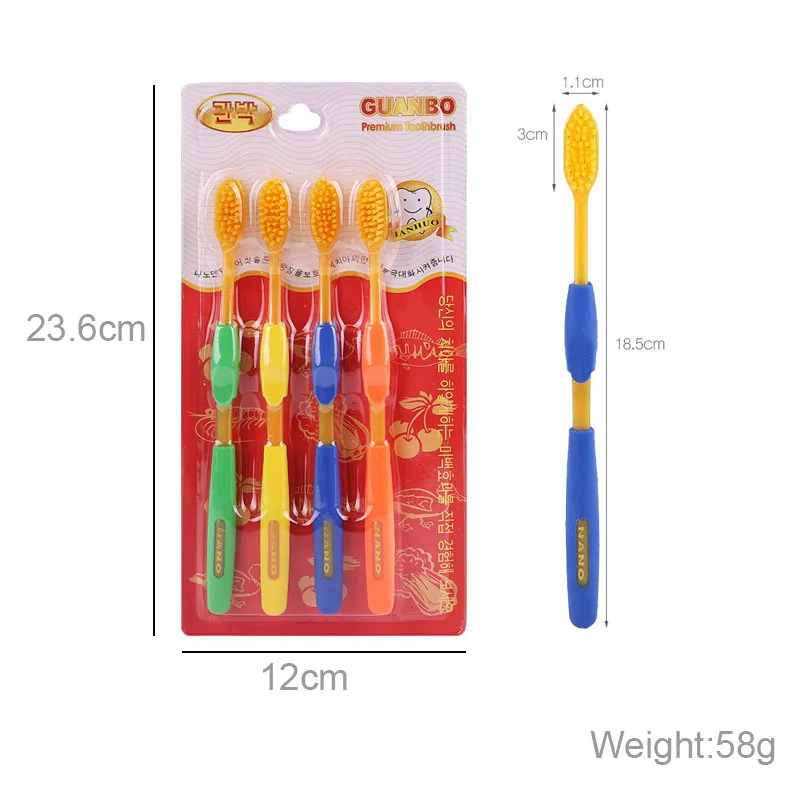 High Quality Nano Resin Double-layer Soft Bristled Toothbrush Adult Traveling Household Set 4 PC Cleaning Teeth Gums Everyday