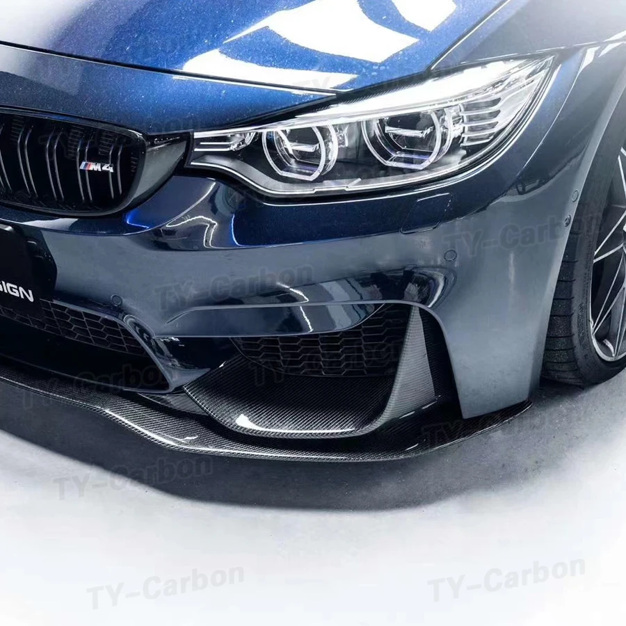 Real Dry Carbon Fiber Front Bumper Side Splitter Vent Cover Fog Lower Trim Lip For BMW F80 M3 F82 F83 M4 Accessories 2014-2019