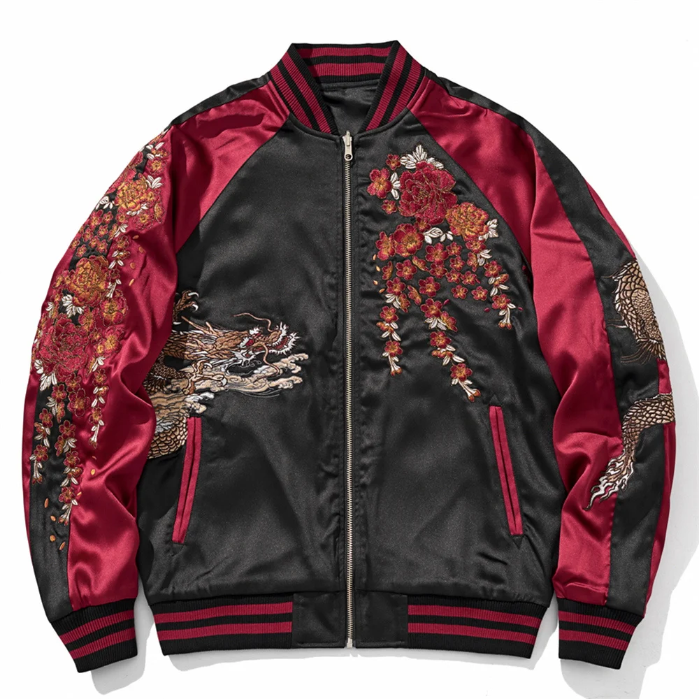 High Quality YOKOSUKA Chinese Style Dragon Embroidered Jacket Japanese Men Women Couple Boy Baseball Streetwear Harajuku Tops