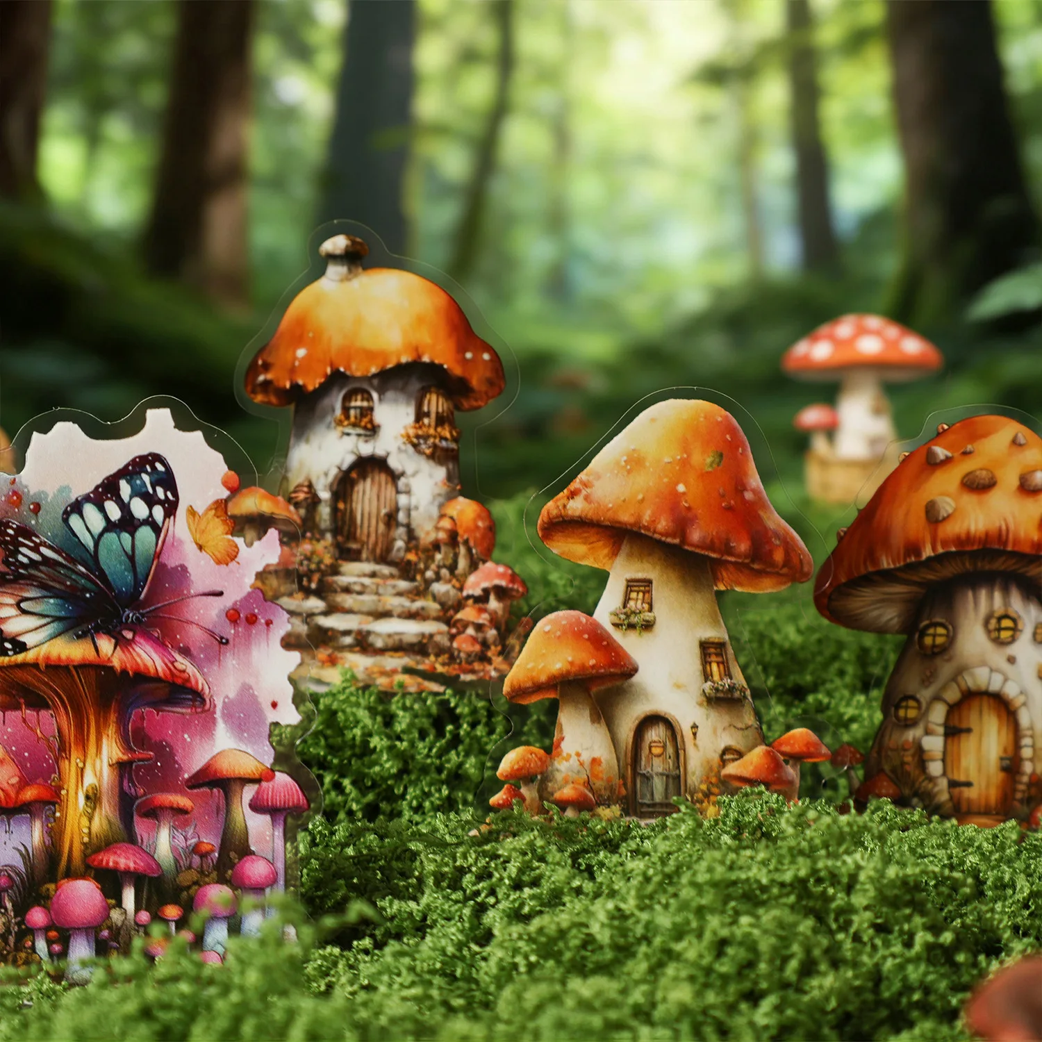 18pcs/lot Kawaii Stationery Stickers The Story of Mushroom House Diary Decorative Mobile Stickers Scrapbooking DIY Craft Sticker