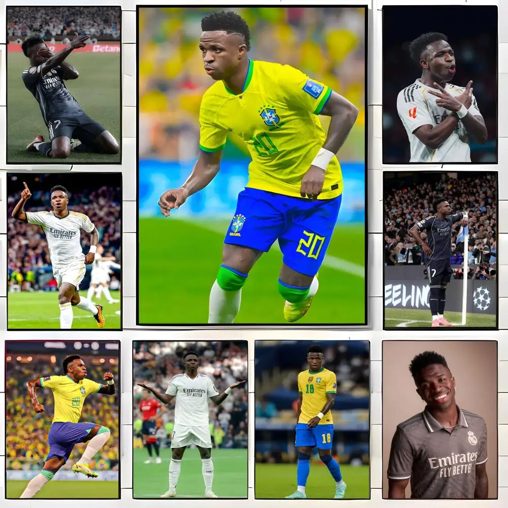 Brazil Soccer Player V-Vinicius Junior Poster  Self-adhesive Art Waterproof Paper Sticker Coffee House Bar Room Wall Decor