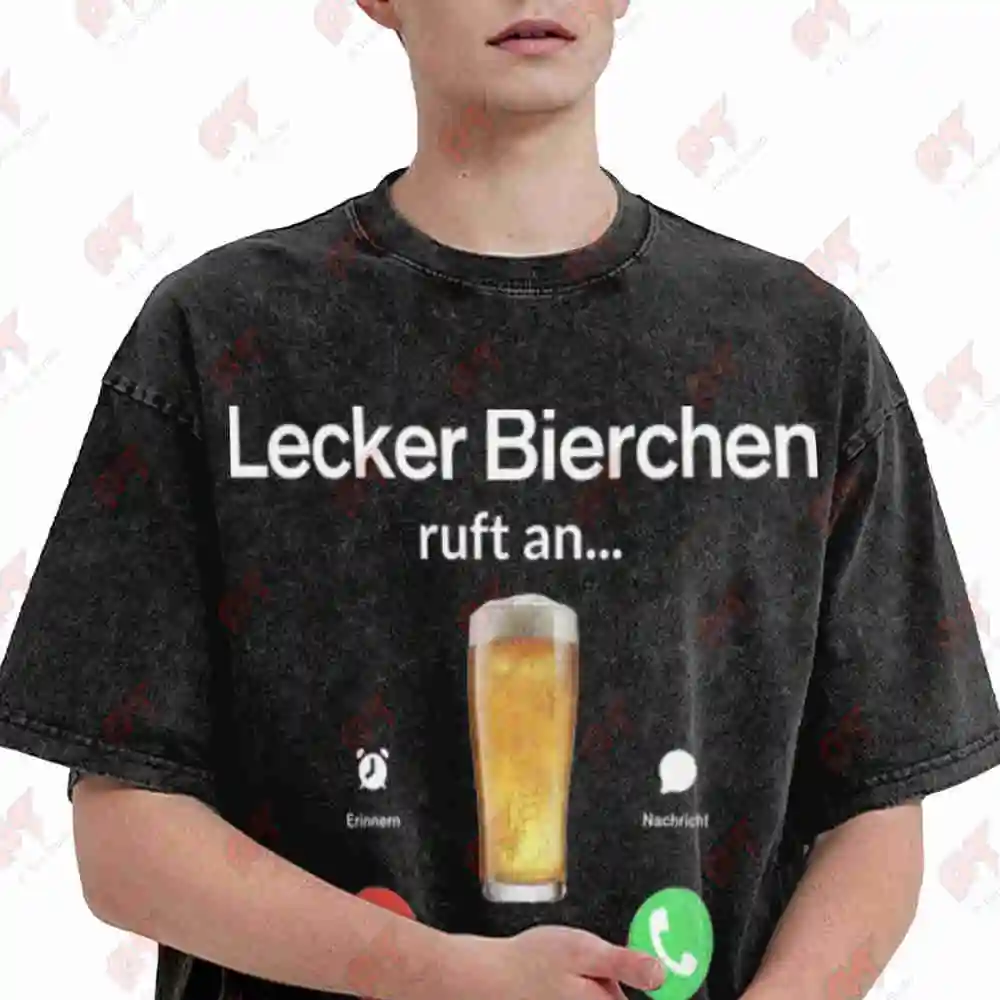 Lecker Bierchen Ruft An Vintage Washed Tee Pure Cotton T-Shirt