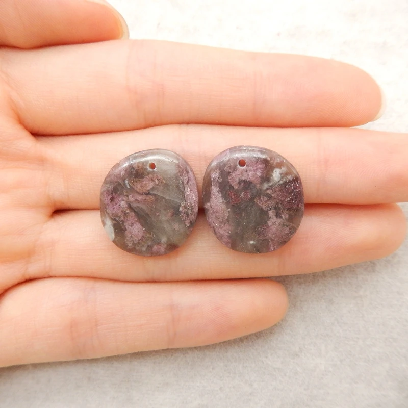 

2PCS Pink Tourmaline Oval Cabochon Pair Purple-Pink Gemstone Jewelry Components for DIY Handmade Beading 19x17x3mm-4.2g