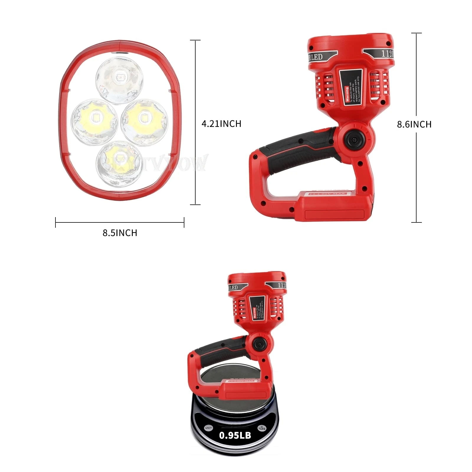 Lumière de travail LED sans fil 1120LM pour batterie artisan V20 12W lampe de poche rechargeable portable alimentée par batterie 20V avec port de charge USB 5V/2.1A 3 modes de lumière 110 ° tête pivotante pour réparation de voitures camping d'urgence