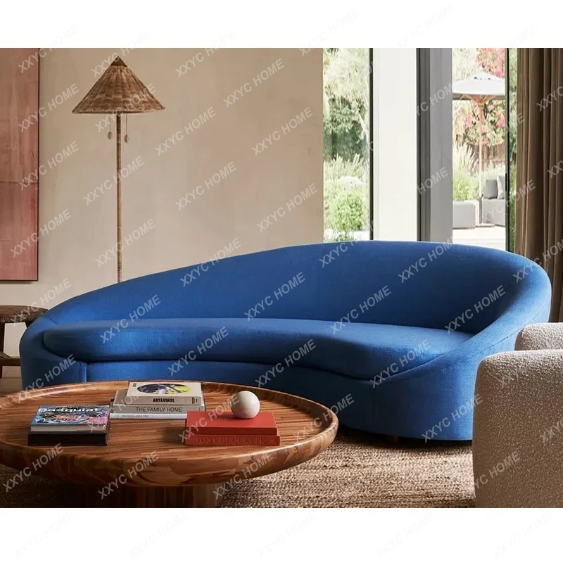 L  modern light luxury curved fabric sofa  minimalist special-shaped creative beauty salon club three-person sofa
