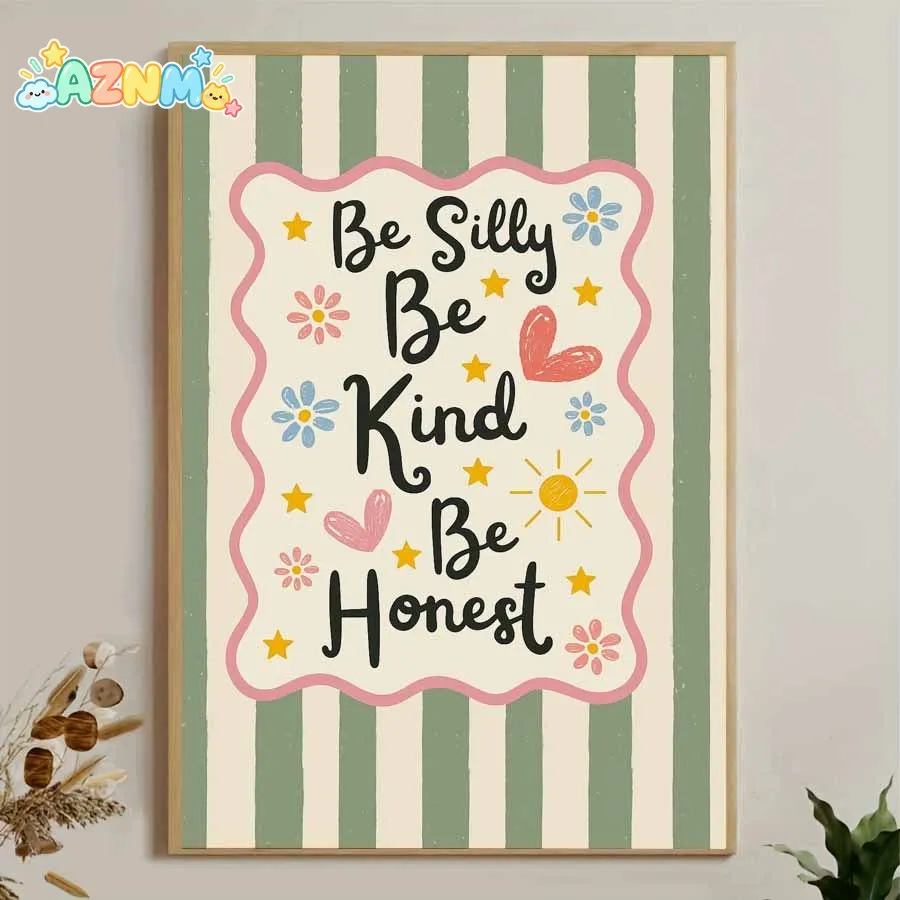 2D Flat, 2D Flat, 1pc Frameless Canvas Artwork, Showcasing an Inspirational Quote That Encourages Silliness, Kindness, And Ho