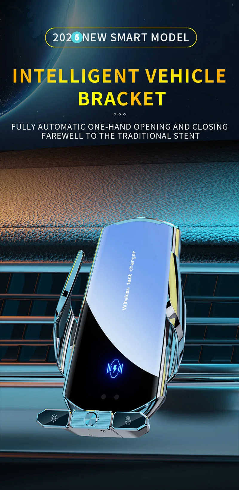 Auto Drahtlose Ladegerät Magnetische Automatische Infrarot Induktion Schnelle Aufladung Für iPhone Xiaomi Samsung Auto Halterung Telefon Halter – Detail 1