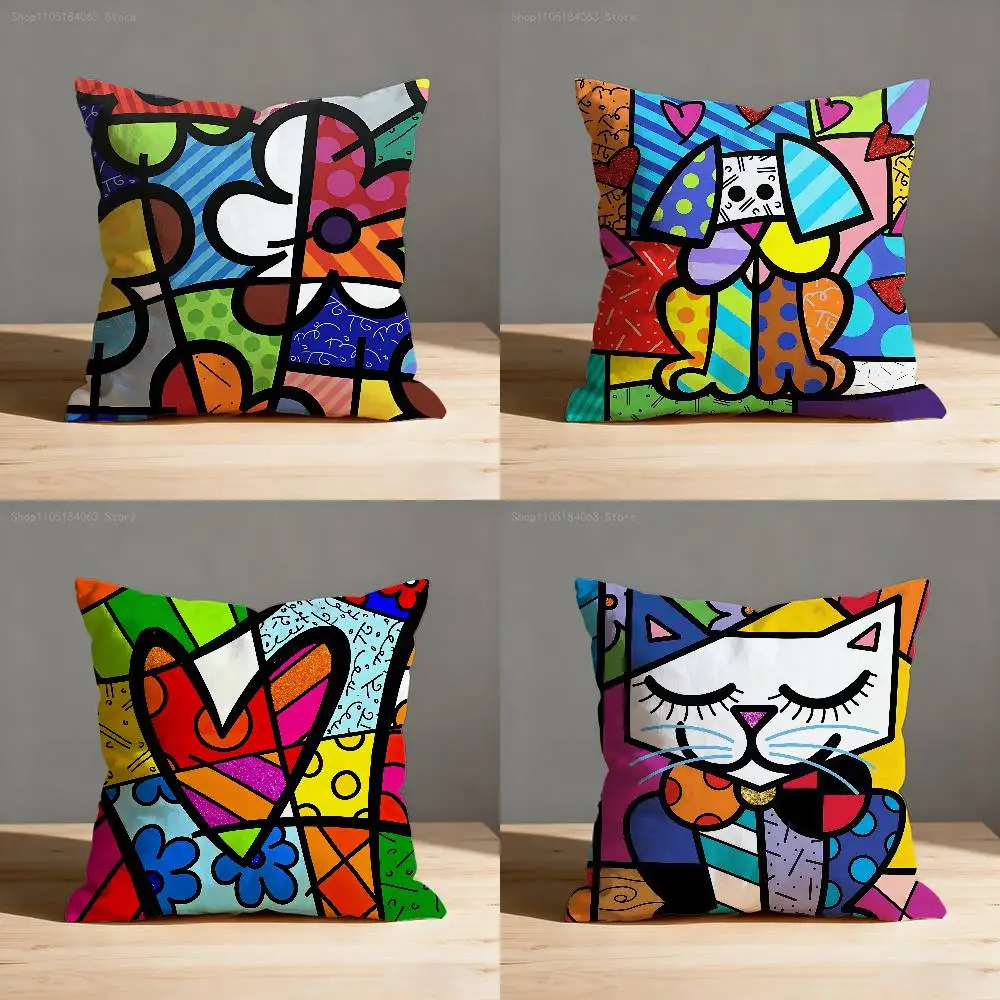 B-BrittoES Happy Art Movement Throw Pillow Case For 50x50cm 40x40cm 55x55cm 45x45cm 30x30cm Square Bedroom Pillowcase Cover