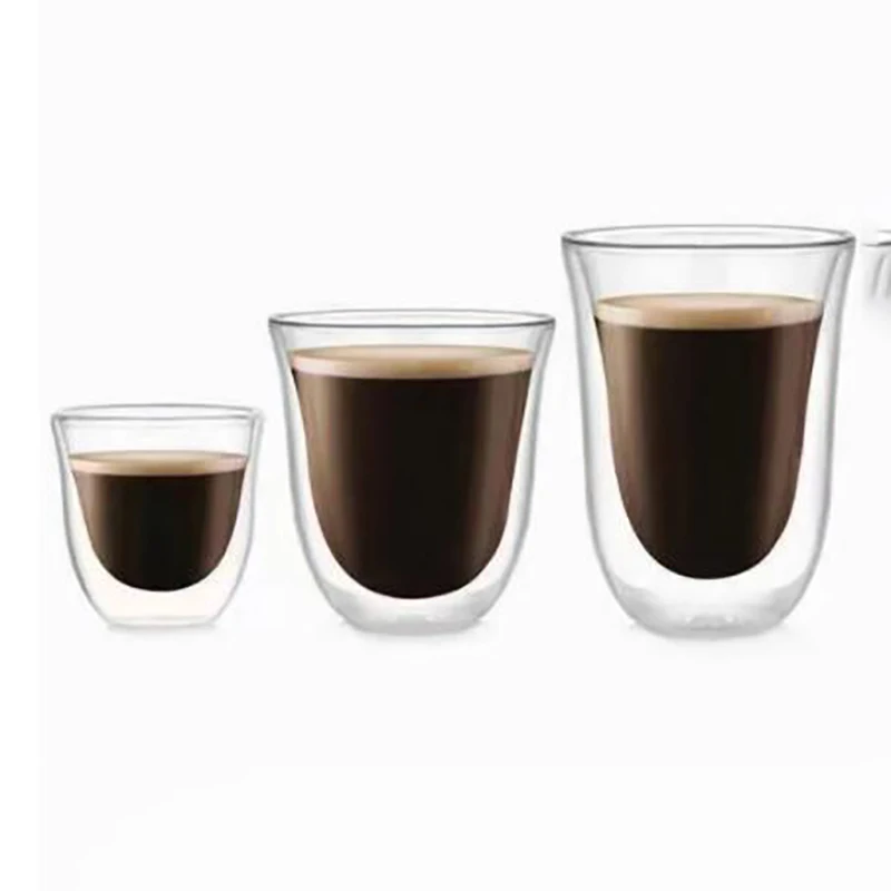 Double Wall Glass Cup Transparent Clear Heat Resistant Tea Drink Cups Mini Whisky Cup Espresso Coffee Cup Bar Drinkware Gift