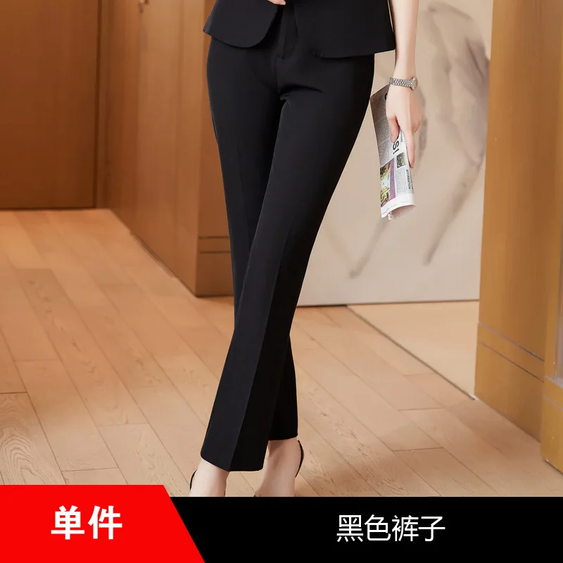 Elegant Black Short Sleeve Suit Jacket with Lace Trim for Women Jewelry Store Work Uniform Summer Professional Outfit Set