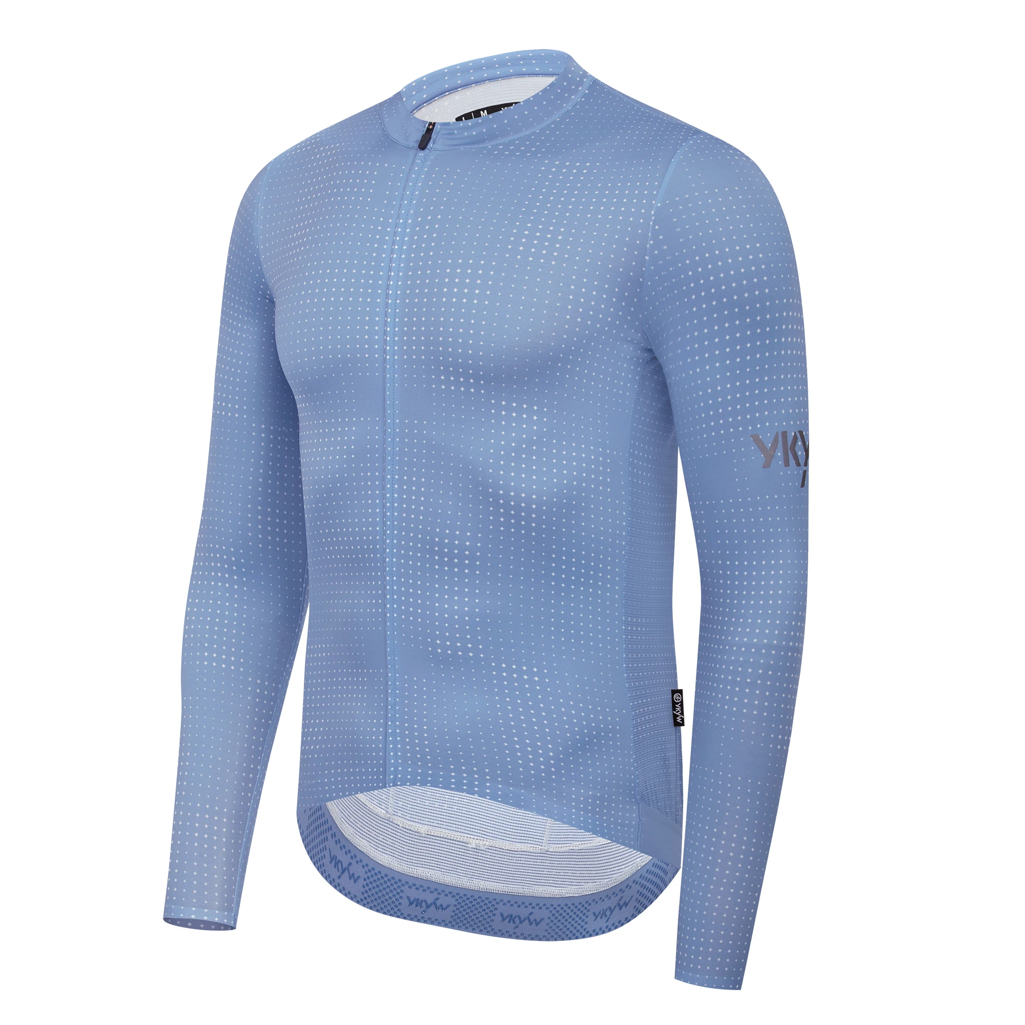 YKYWBIKE Herren Nahtloses Langarm-Radtrikot UPF 50+ Atmungsaktiv Schnelltrocknend MTB-Fahrradshirt Rennrad-Oberteil für Frühling Herbst – Detail 12