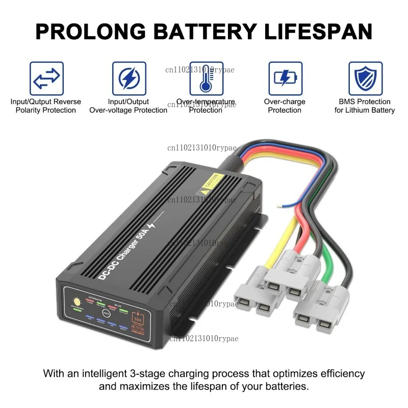 12‑24V DC/DC 50A Bidirectional Battery Charger with Solar MPPT for RVs, Motorhomes and Off‑Road Vehicles