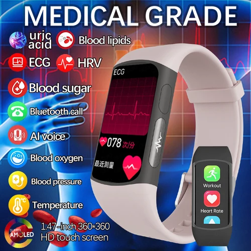 여성용 AMOLED 블루투스 통화 스마트워치, 의료 등급 건강 스마트 워치, 월경 수면 혈당 건강 테스트 팔찌, 신제품  Best5