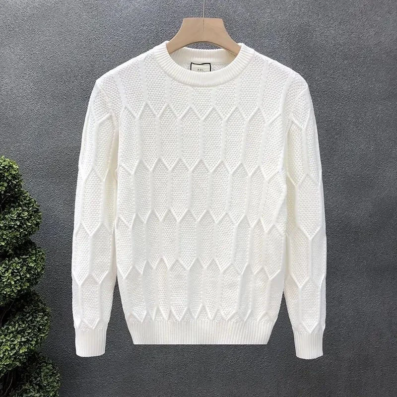 

Men's Round Neck New Autumn and Winter Fashion Versatile Casual Sweater Solid Color Base Knit Sweater Loose Warm Top