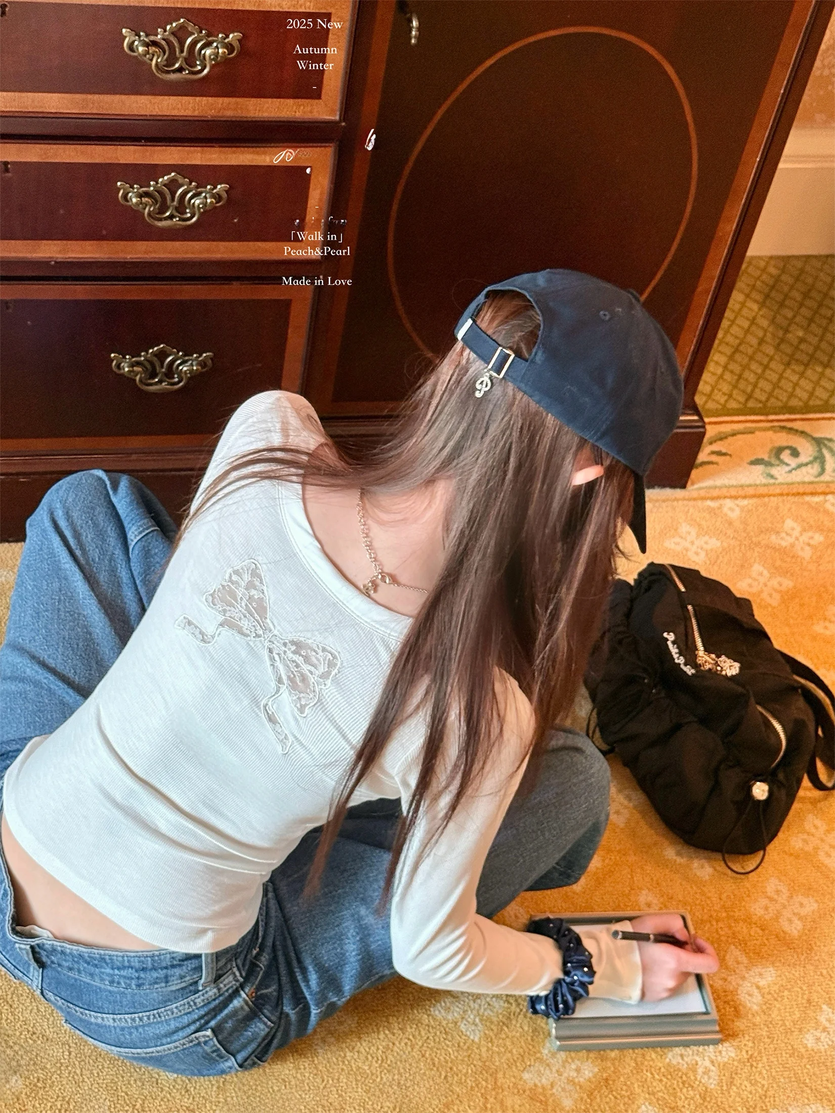 

KIMYY Laser Cut Knot Lace Long Sve Sweet Sle Base irt Women's Slim Fit T-irt Cotton Rayon Spandex Blend