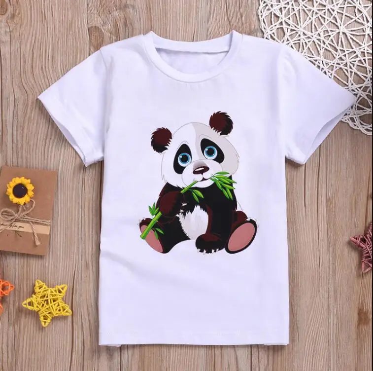 Kinderen Kleding Cartoon T-shirt Voor Kinderen Zomer Top Tees Jongens Meisjes Nieuwigheid Panda Zoete T-shirt O-hals Unisex