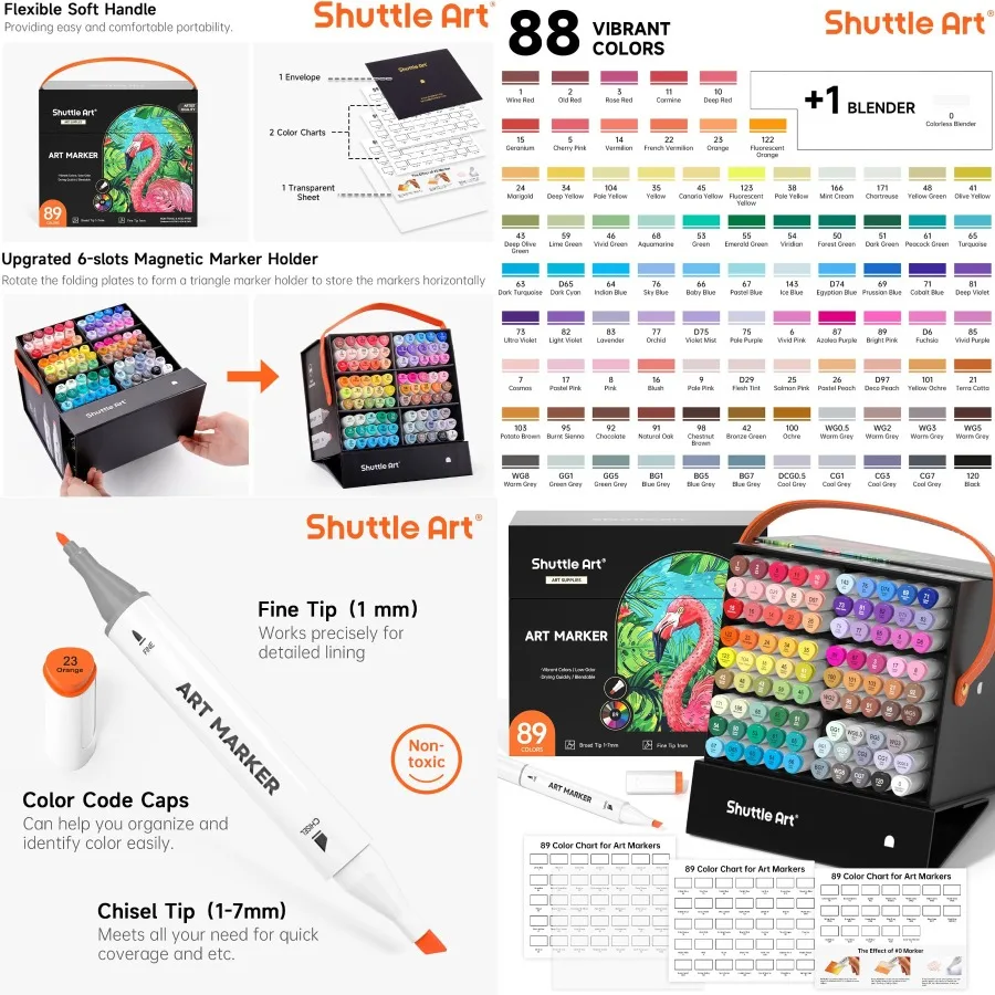 المكوك الفن 89 لون علامات الكحول 88 لون المزدوج تلميح أقلام تلوين مجموعة زائد 1 خلاط عديم اللون مع علبة علامة مثالية ل I #1