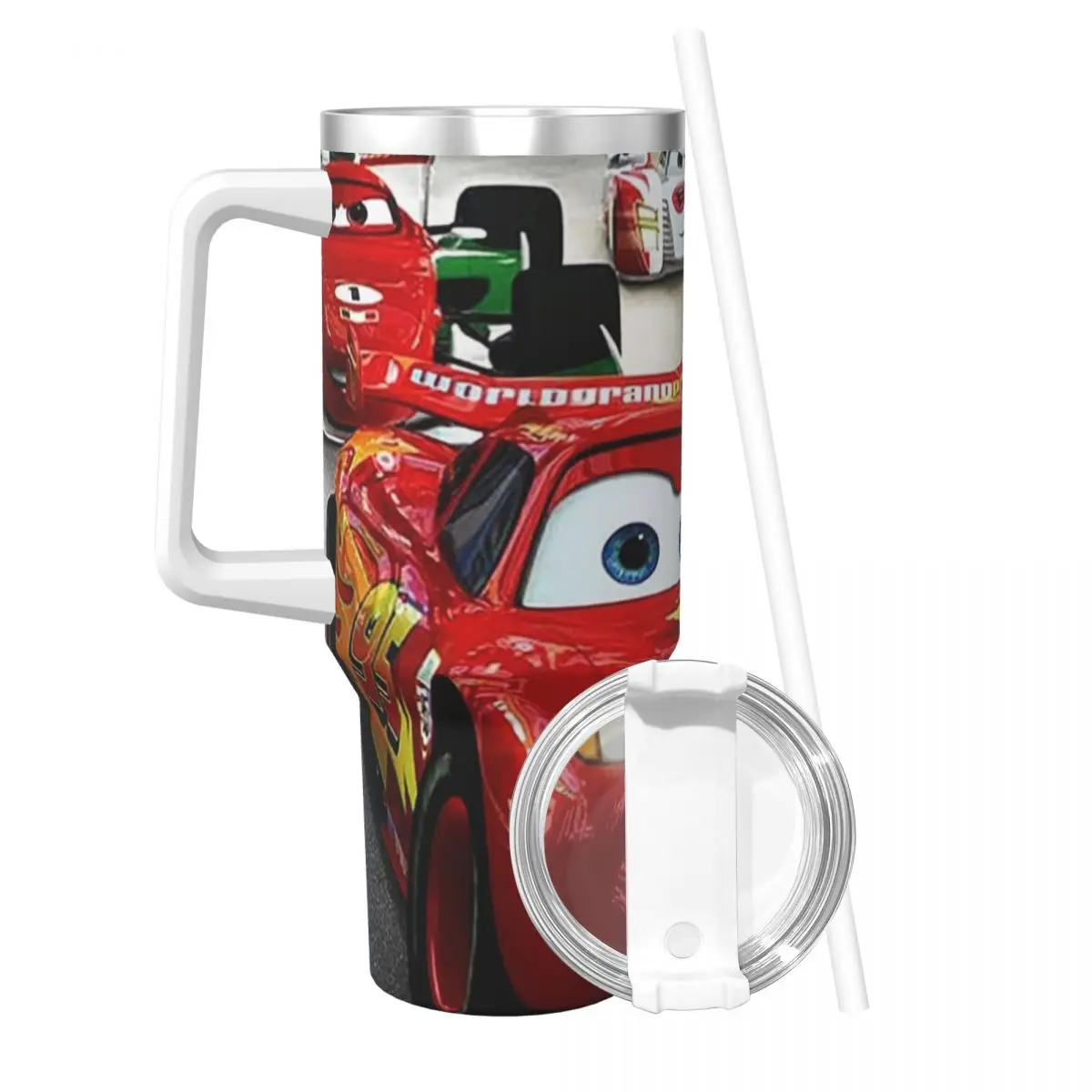 Disney Pixar Cars Stainless Steel Tumbler Travelist Coffee Mug With Straws and Lid Large Capacity Car Mugs Cold Drink Bottle