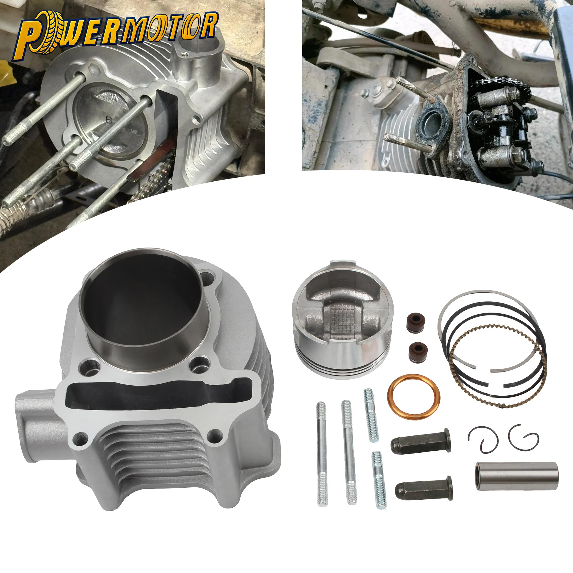 

Motorcycle Scooter 57.4mm Bore Cylinder Piston Kit For GY6 157QMJ 150cc Chinese TAOTAO JONWAY ZNEN Roketa ATV Moped Go-Kart
