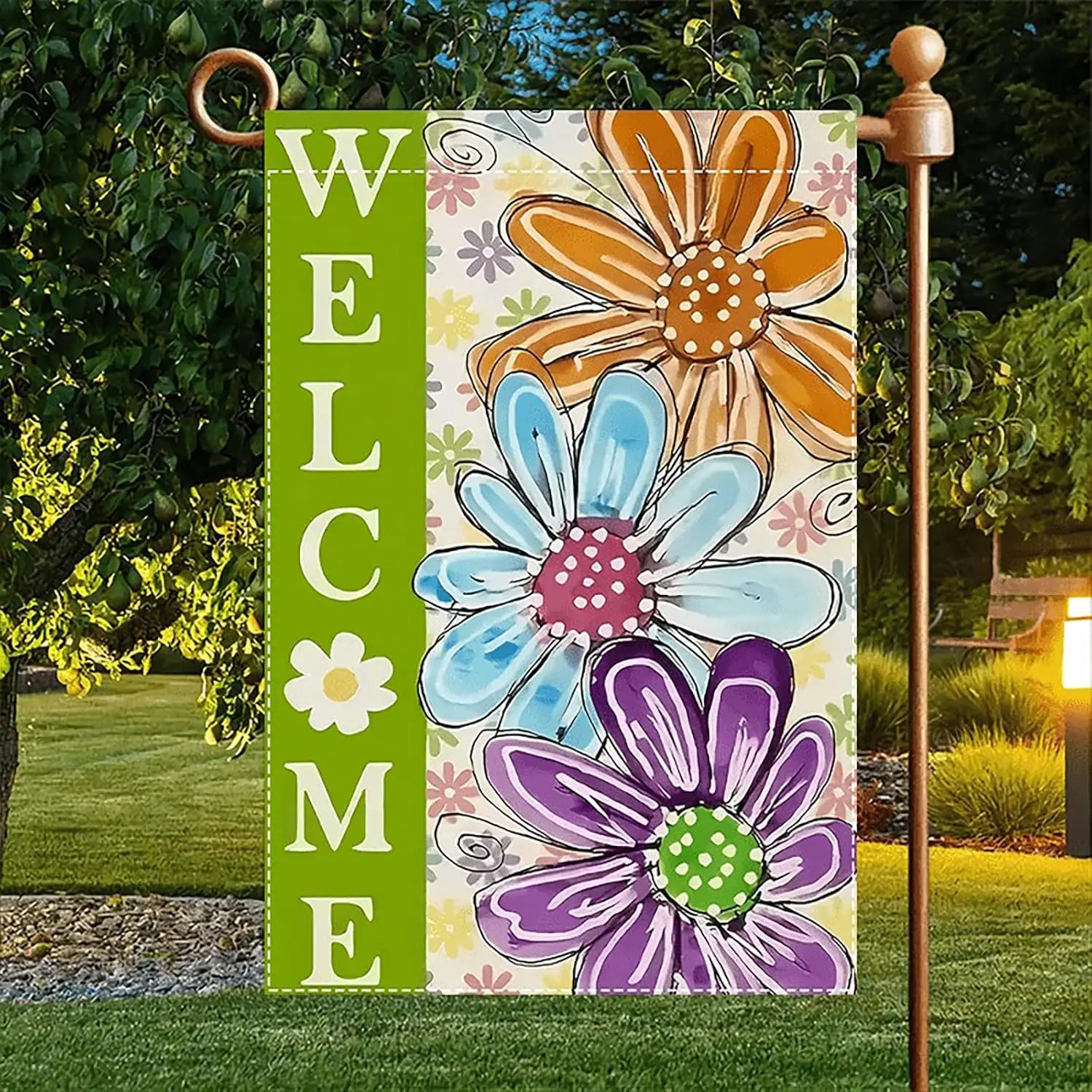 Colorful Spring Garden Flag 12x18 Inch Double Sided Outside Seasonal Flowers Welcome Yard Outdoor Flag MME UUV EEU SSL