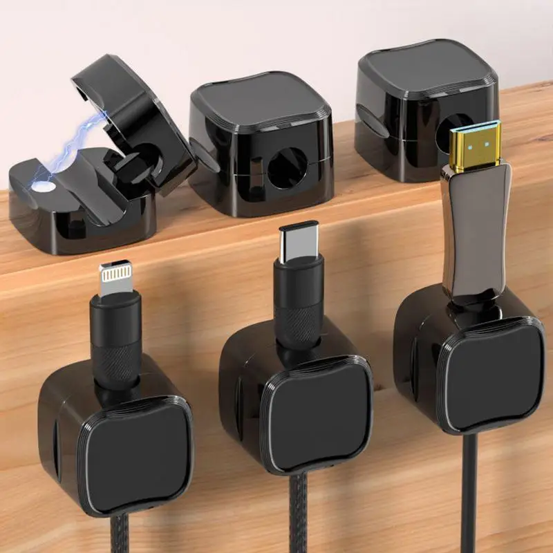 6pcs Magnetic Cable Organizer Cables Clips Adjustable Cord Holder Under Desk Cable Management Wire Keeper Home Office Gadgets