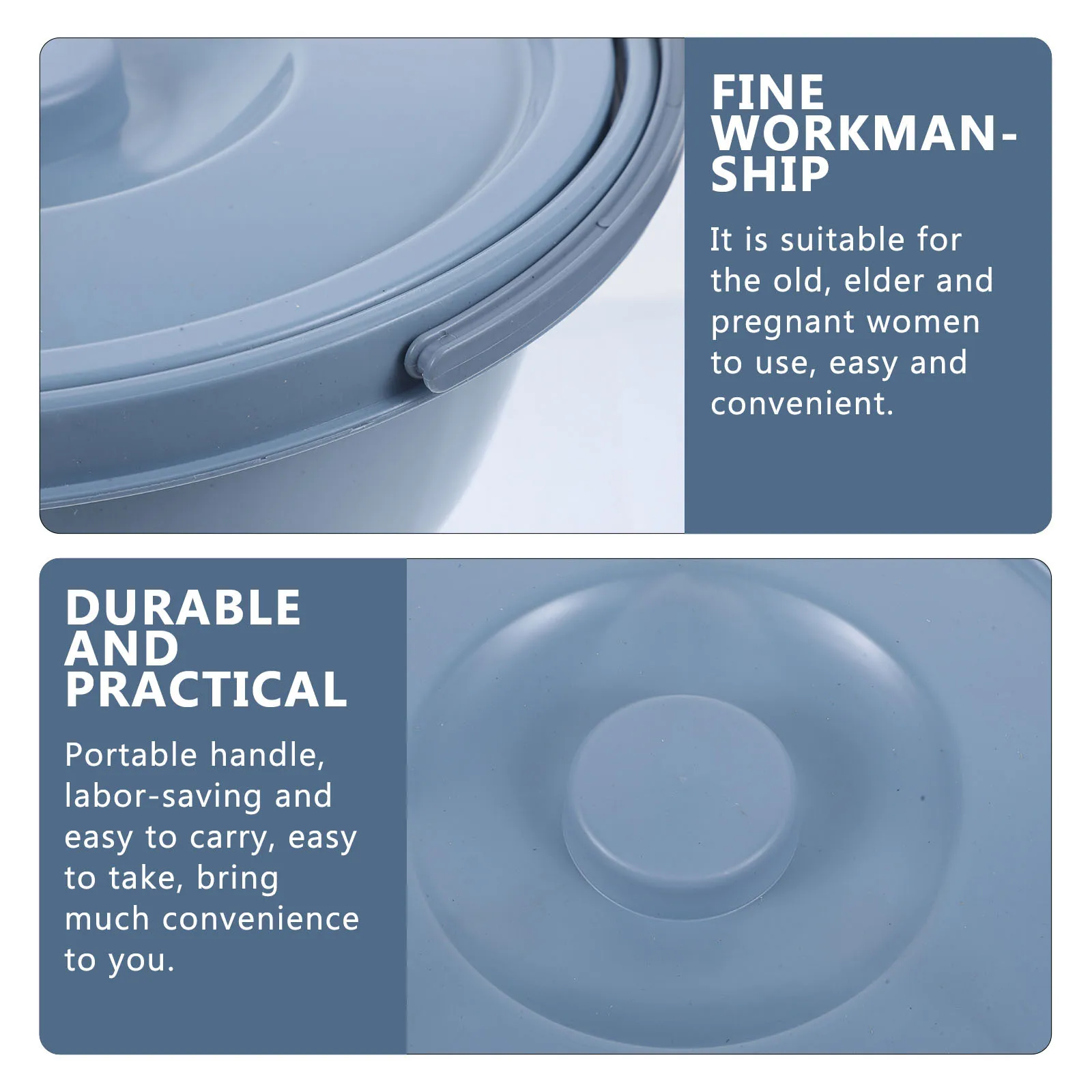 

Elder People Chamber Pot Home Spittoon Lid Handle Portable Durable PVC Material Stable Easy Carry Suitable Pregnant Women