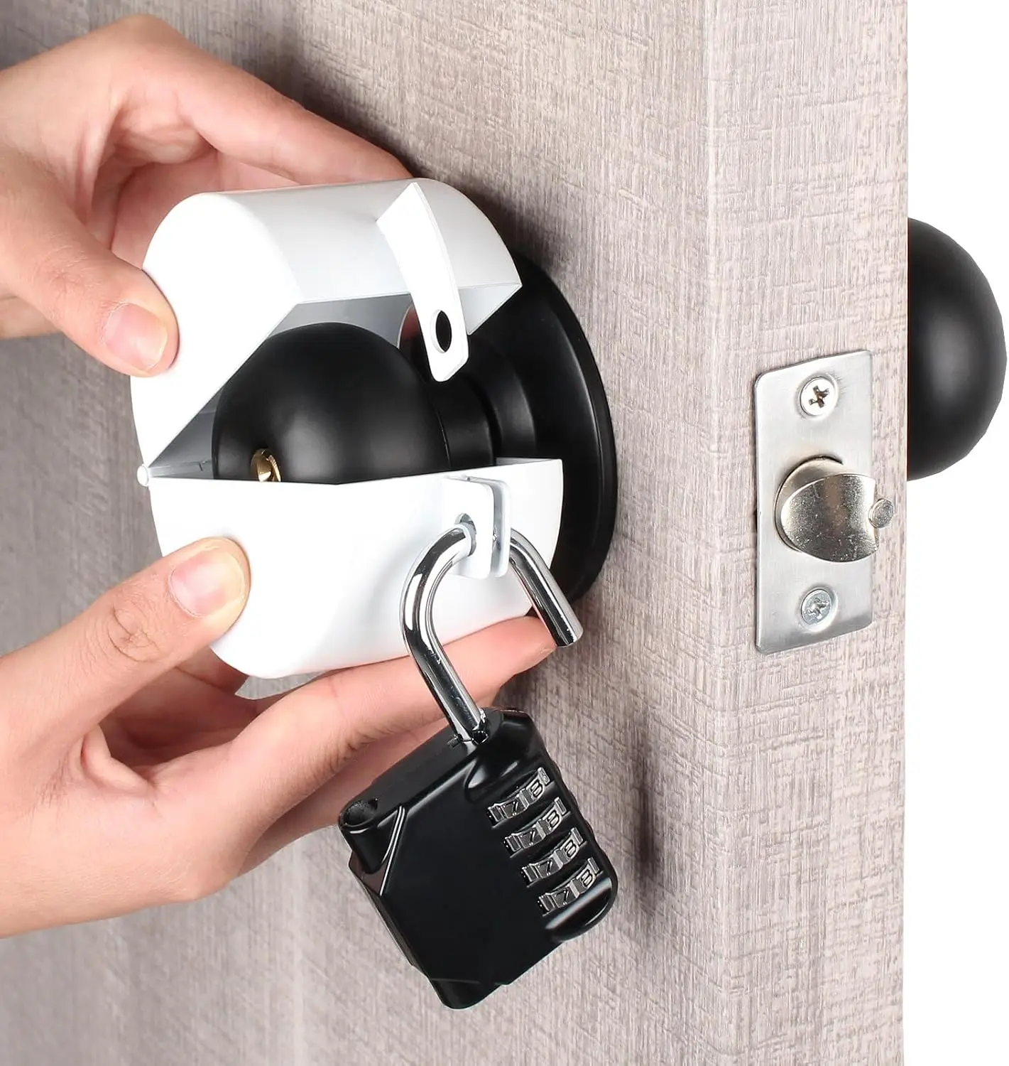 

Устройство блокировки дверной ручки, металлическое, белое, без сверления (с кодовым замком), замок для дверной ручки, крышка для отключения дверной ручки/крана.