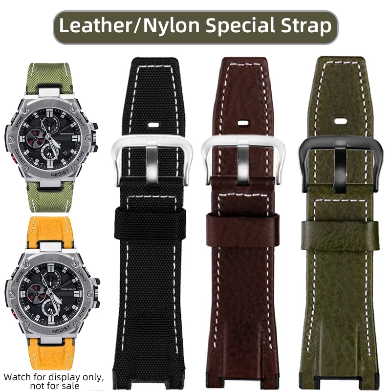 

For Casio GST-B100 nylon strap GST strap B100 S120 S130 W130L W300 cowhide watch strap men's bracelet watchband belt accessories