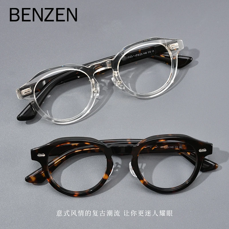 

BENZEN Acetate Round Optical Myopia Glasses Frame Men Women Retro Polygon Prescription Eyeglasses Spectacles Eyewear 5971