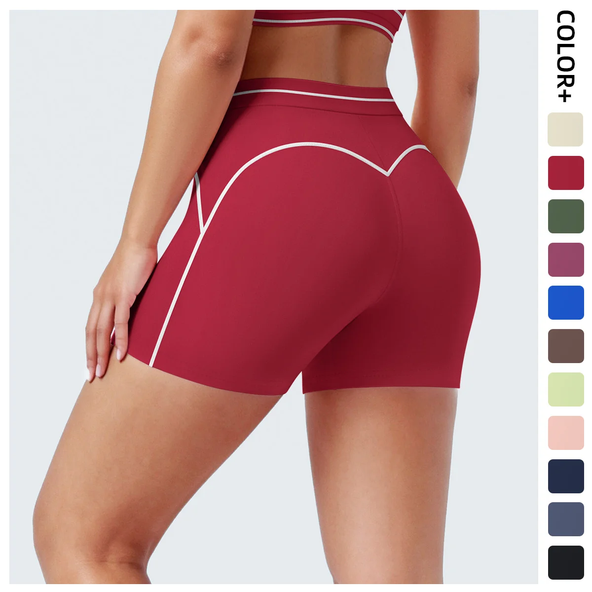 High Waist Stripe Fitness Yoga Shorts for Woman's Quick-Dry Breathable Hip-Lifting Summer Gym Running Color Blocking Yoga Shorts